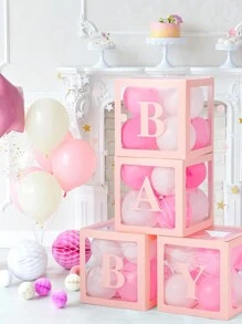Baby Boxes With Letters For Baby Shower, Baby Shower Decorations With 4 Transparent Balloon Boxes For Girl Baby Shower Gender Reveal Decorations(Pink,Golden,Rose Gold, White) - Multicolor - View 8