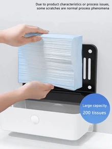1pc Large Capacity Plastic Tissue Box Holder, Able To Contain 200+ Tissues, ABS High Hardness, With Drilling/No Drilling Installation Accessories, Multi-Color Option, Bathroom/Kitchen Wall Mount Waterproof Tissue Box Home Bathroom Decor Bathroom Organizer Fall Decor Back To School - Black - View 4