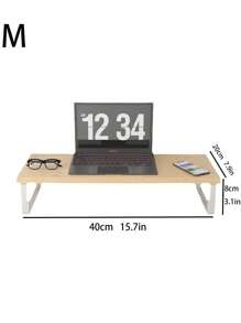 1 pieza Soporte elevador de monitor de madera amarillo, estante de exhibición organizador de escritorio, soporte para computadora portátil para escritorio de oficina