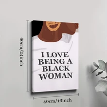 1pc Framed Canvas Poster, I LOVE BEING BLACK Preppy Wall Art Canvas Paintings, Ideal Gift For Bedroom Living Room Corridor, Wall Art, Room Decoration - 彩色 - 查看 9