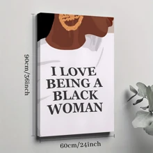 1pc Framed Canvas Poster, I LOVE BEING BLACK Preppy Wall Art Canvas Paintings, Ideal Gift For Bedroom Living Room Corridor, Wall Art, Room Decoration - 彩色 - 查看 10