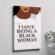 1pc Framed Canvas Poster, I LOVE BEING BLACK Preppy Wall Art Canvas Paintings, Ideal Gift For Bedroom Living Room Corridor, Wall Art, Room Decoration - 彩色 - 查看 1