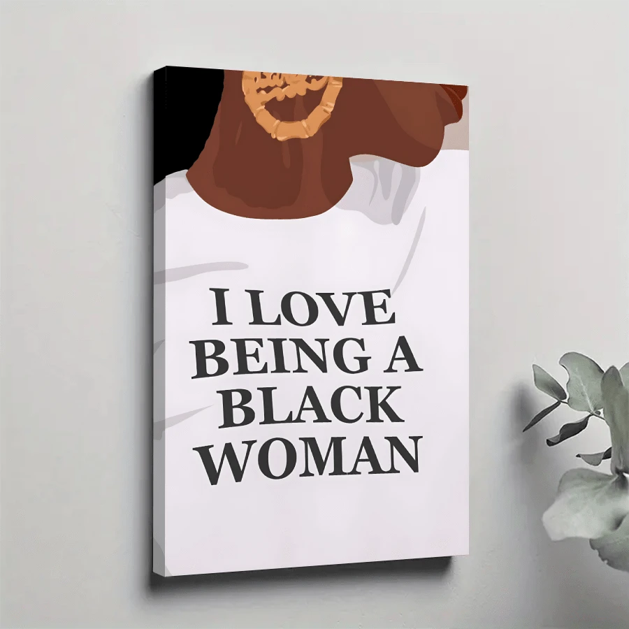 1pc Framed Canvas Poster, I LOVE BEING BLACK Preppy Wall Art Canvas Paintings, Ideal Gift For Bedroom Living Room Corridor, Wall Art, Room Decoration - 彩色 - 查看 1