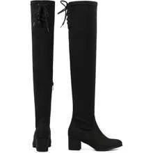 Women's Over The Knee Thigh High Chunky Heel Boots Long Stretch Sexy Fall Boots - Black - View 2
