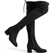 Women's Over The Knee Thigh High Chunky Heel Boots Long Stretch Sexy Fall Boots - Black - View 3