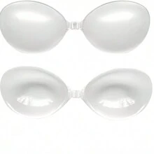 Transparent Silicone Chest Patch For Swimsuits+Apricot Colored Silicone Chest Patch, Bikinis, Push-Up, Invisible, Waterproof, Silicone Bra With Transparent Breast Pads, Small Chest Gathered, Silicone Waterproof, Thick, Swimming Swimsuit Straps, Dress Nipple Stickers