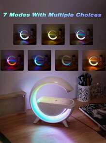 1 件新款创意 G 形智能床头灯，带音乐节奏智能 LED RGB 小夜灯、创意扬声器、无线手机充电器三合一智能无线充电灯、装饰灯、酒吧氛围灯、七彩 RGB 小夜灯、室内/室外卧室客厅瑜伽游戏，送给家人和朋友的最佳礼物 - 白色 - 查看 9