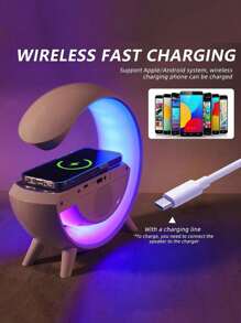 1 件新款创意 G 形智能床头灯，带音乐节奏智能 LED RGB 小夜灯、创意扬声器、无线手机充电器三合一智能无线充电灯、装饰灯、酒吧氛围灯、七彩 RGB 小夜灯、室内/室外卧室客厅瑜伽游戏，送给家人和朋友的最佳礼物 - 白色 - 查看 10