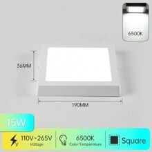 CANMEIJIA 1pc LED Ceiling Light, Cool White, Flat Panel Lamp For Home Lighting, Suitable For Living Room/Bedroom/Kitchen/Balcony/Dining Room/Hallway/Stairway/Attic, Choose Appropriate Size Based On Usage Needs, 10W/15W/20W/30W White Frame, 110V-220V - LED Panel Ceiling Light - View 20