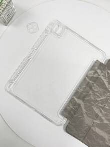 1 件透明亚克力折叠折纸天鹅绒保护套，适用于 iPad Mini 6/Air 1/Air 2/9.7/10.2/10.5/Air 4/Air 5/10.9/Pro 11/10th Gen/Air 11 英寸 (M2)-2024/Pro 11 英寸 (M4)-2024，带笔槽，高透明度亚克力背壳，3 折可调节支架，磁性/自动睡眠/唤醒，极简/高级/个性化/创意设计 - 灰色 - 查看 4