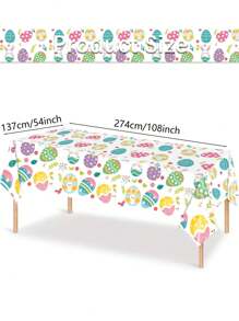 1 khăn trải bàn lễ Phục sinh có họa tiết thỏ và trứng nhiều màu, khăn trải bàn hình chữ nhật bằng nhựa dùng một lần hình hoạt hình kích thước 54 X 108 inch cho lễ Phục sinh, tiệc mùa xuân, trang trí bàn tiệc sinh nhật - Nhiều màu - Xem 4