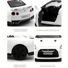 1/36 Escala Nissan GTR R35 Carros Modelo Fundido a Pressão, Veículos com Tração Traseira Carros de Brinquedo Nissan GTR, Presentes de Carros para Meninos e Meninas Brancos