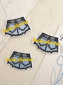 3 件套牛仔短裤，夏季图案 DIY 布贴，时尚简约而有趣的风格，熨烫/缝制贴花适用于服装、包、鞋、帽子、家居装饰