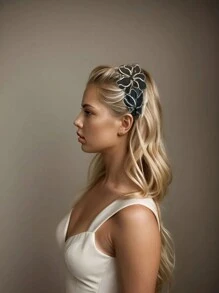 1 Stück klassisches Netzspitzen Breitkremphut, mit besticktem Retromuster als dekorativer Kopfschmuck, geeignet für Frauen und den täglichen Gebrauch, Haarband, Haarreifen, Schwarz