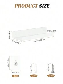 4pcs No Drill Wall Shelves, White, 3 Sizes No-Drill Wall Shelves, Acrylic Bathroom Adhesive Racks, Shelves No Drilling Required, Suitable For Kitchen, Bathroom, Office And Living Room, Bathroom Accessories, Room Decor Bathroom - White - View 14