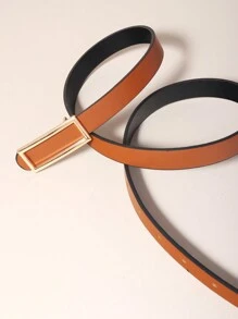 1pc Reversible PU Leather Belt, Minimalist Versatile Skinny Waist Belt Summer, School Fall, Autumn, Halloween - Multicolor - View 7