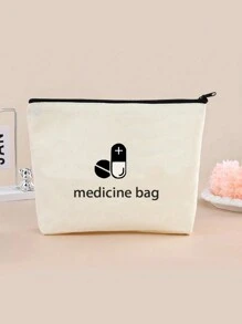 1pc herbruikbare canvas tas, modieuze canvas cosmetische tas, draagbare reis toilettas met rits, reis organizer tas, cosmetische tas, toilettas, pennenetui met rits, EHBO-tas, reis medicijn opbergtas