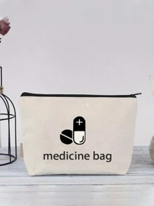 1pc herbruikbare canvas tas, modieuze canvas cosmetische tas, draagbare reis toilettas met rits, reis organizer tas, cosmetische tas, toilettas, pennenetui met rits, EHBO-tas, reis medicijn opbergtas