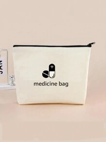1pc herbruikbare canvas tas, modieuze canvas cosmetische tas, draagbare reis toilettas met rits, reis organizer tas, cosmetische tas, toilettas, pennenetui met rits, EHBO-tas, reis medicijn opbergtas
