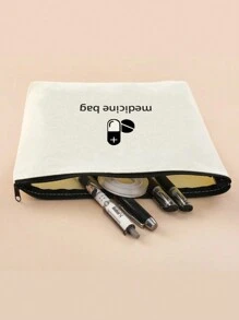 1pc herbruikbare canvas tas, modieuze canvas cosmetische tas, draagbare reis toilettas met rits, reis organizer tas, cosmetische tas, toilettas, pennenetui met rits, EHBO-tas, reis medicijn opbergtas