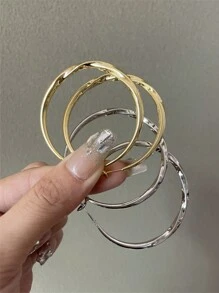 1 Pair Metal Circular Hoop Earrings, European And American Style - 3499 Gold - View 4