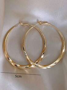1 Pair Metal Circular Hoop Earrings, European And American Style - 3499 Gold - View 3