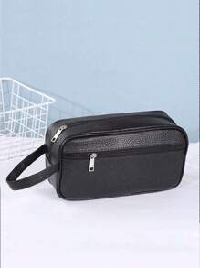 Borsello da uomo in pelle PU di colore unito, pochette, borsa a tracolla, pratico per il lavoro, il weekend, i viaggi, il campeggio, le vacanze, impermeabile, casual, aziendale, idea regalo per uomo, per San Valentino, stile vintage, vita sportiva