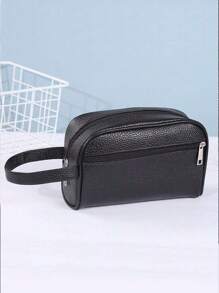 Borsello da uomo in pelle PU di colore unito, pochette, borsa a tracolla, pratico per il lavoro, il weekend, i viaggi, il campeggio, le vacanze, impermeabile, casual, aziendale, idea regalo per uomo, per San Valentino, stile vintage, vita sportiva