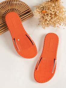 Transparent Sandals For Women, Minimalist Style Clear PVC Crystal Jelly Slip-On Sandals, Bright Orange Color, Suitable For Outdoor, Beach, Holiday - Clear - View 5