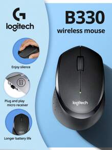 B330 Wireless Mouse Wireless Office Mute Mouse Right Hand Ergonomic Mouse M330 External Usb Wireless Mouse Battery Laptop Desktop - Black - View 1