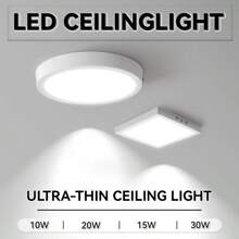 CANMEIJIA 1pc LED Ceiling Light, Cool White, Flat Panel Lamp For Home Lighting, Suitable For Living Room/Bedroom/Kitchen/Balcony/Dining Room/Hallway/Stairway/Attic, Choose Appropriate Size Based On Usage Needs, 10W/15W/20W/30W White Frame, 110V-220V - LED Panel Ceiling Light - View 3