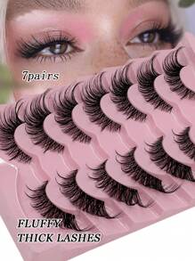 7pcs 3D Natural Look Fluffy & Soft Elongated Fox Eyelash Extensions, Naturally Thick & Lush Lashes - Black - View 2