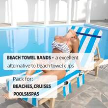 2 Pcs Towel Bands For Beach,Pool&Cruise Chairs, Beach Towel Bands-The Better Towel Clips For Chairs Cruise Option For Beach, Pool & Chairs - Beach Towel Bands For Beach Chairs - Cruise Ship Essential