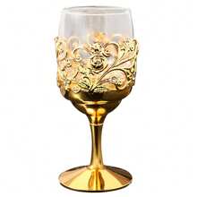 1PC Golden Goblet Wine Glass Vintage European Wine Glass Goblet For Party Gathering Wedding Use
