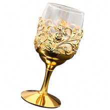 1PC Golden Goblet Wine Glass Vintage European Wine Glass Goblet For Party Gathering Wedding Use