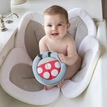 1 Ghế tắm hình hoa sen cho bé, thích hợp cho trẻ sơ sinh và trẻ nhỏ từ 0-6 tháng tuổi trở lên, Tấm lót tắm cho trẻ sơ sinh có thể giặt được - Xám - Xem 2