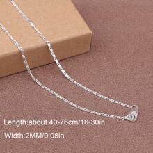 1pc Premium European Style 925 Silver-Plated Flat Stardust Necklace, 2mm Chain, 16-30 Inches Length, For Women, Suitable For Daily Wear, Wedding, Party, Gift