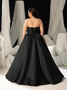 Faeriesty Strapless Sweetheart Halslijn Jurk Met Geplooid Lijfje & Dijsplit - A-lijn Formele Jurk Voor Lente, Zomer, Herfst | Bruiloftsgast, Gala, Rode Loper, Avondfeest
