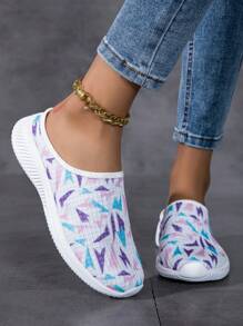 Wearing Closed Toe Sandals For Spring And Summer, Women's Non Slip Semi Slippers, New Sports And Leisure Shoes With Breathable Mesh, Slip-On Slouchy Shoes, Women's Flat Bottomed Fashionable Versatile Mesh Casual Shoes, Walking Shoes, White Shoes, Color Blocking And Color Blocking Women's Sports Shoes