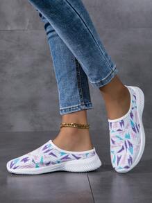 Wearing Closed Toe Sandals For Spring And Summer, Women's Non Slip Semi Slippers, New Sports And Leisure Shoes With Breathable Mesh, Slip-On Slouchy Shoes, Women's Flat Bottomed Fashionable Versatile Mesh Casual Shoes, Walking Shoes, White Shoes, Color Blocking And Color Blocking Women's Sports Shoes