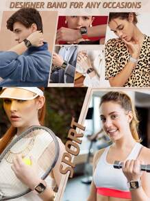 Unbeinst 1pc Leopard Print Carved Soft Silicone Watch Band, Compatible With Watch Ultra Series 10 9 8 7 SE 6 5 4 3 2 1 - Grey - View 4