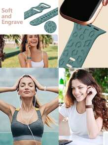 Unbeinst 1pc Leopard Print Carved Soft Silicone Watch Band, Compatible With Watch Ultra Series 10 9 8 7 SE 6 5 4 3 2 1 - Grey - View 6