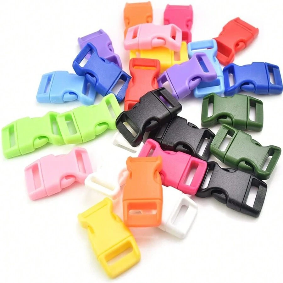 30pcs/Pack 5/8 Inch Side Release Buckles, Contoured Plastic Paracord Bracelet Clasps, Paracord Buckles 550 Cord Clips Paracord Bracelet Clasps Dog Collars DIY Craft Accessories - Multicolor - View 1