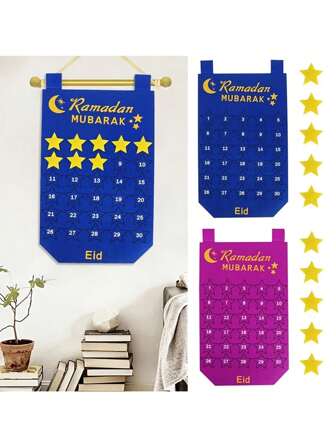 1set Ramadan Felt Countdown Calendar That Can Be Hung And DIY Countdown Calendar Ornament Suitable As A Decorative Prop For Ramadan Fasting Parties