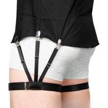 2pcs/Set Shirt Garter & Adjustable Leg Garter, Anti-Slip & Crease Resistant - Black - View 6