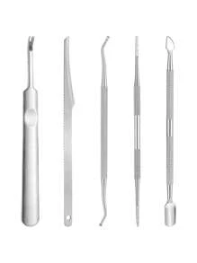 Bộ 5 dụng cụ chăm sóc tay và chân bằng thép không gỉ chuyên dụng cho móng chân mọc ngược - Dụng cụ đẩy móng hai đầu, dao cắt móng chân, dũa móng hai đầu, xẻng, kéo cắt móng hai đầu, dùng để làm sạch và loại bỏ da chết ở tay và chân, móng chân mọc ngược và móng tay thô bên trong - Bạc trắng - Xem 1