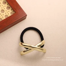 5个个性化合金凹凸弹性多功能酷炫几何方形头饰熔岩金发圈，金色头饰发圈马尾辫发圈发绳发圈发圈发绳弹性发圈，发圈发饰发饰头饰弹性发带 - 彩色 - 查看 4