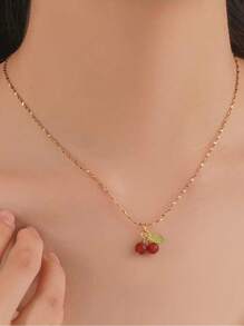 Słodki i piękny owocowy naszyjnik dla nastolatek i studentów, idealny prezent, stal nierdzewna