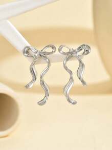 1 pereche de cercei cu panglică cu fundă, drăguți, romantici, eleganti, eleganti pentru petrecere, festival de muzică, cadou pentru prieteni Ziua Îndrăgostiților, mama, mama, ziua mamei, cadou - cercei cu arc - Vizualizare 4