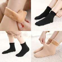 5 Pairs Women Lady Winter Snow Boot Socks Warm Plush Thermal Socks Thick Fleece - 5 skin colour - View 3
